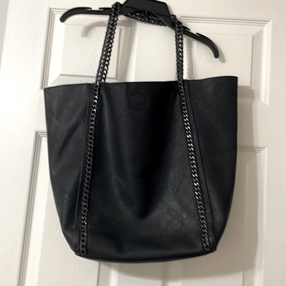 Beautiful Black leather bag with chain like straps from Nordstrom